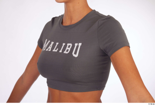 Jade casual dressed grey Malibu sports bra upper body 0002.jpg